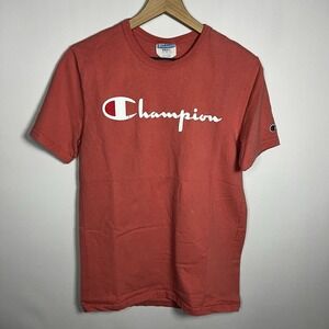 Champion Blouse Women Size Small Pink Cotton Graphic Short Sleeve Top Tee Shirt